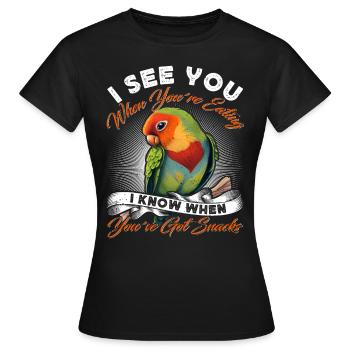 Liebesvogel Je peux voir quand vous mangez des tourtereaux - T-shirt Femme - noir - Devant - AI Model Female 172 dark (172cm)