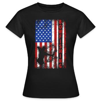 Bogenfischen USA Amerika Flagge Bogenjäger - Frauen T-Shirt - Schwarz - Vorne - AI Model Female 172 dark (172cm)