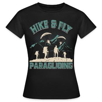 Randonnée et vol en parapente Parapentes - T-shirt Femme - noir - Devant - AI Model Female 172 dark (172cm)