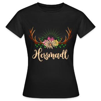 Herzmadl Bayerisches Mädchen Dirndl Shirt - Frauen T-Shirt - Schwarz - Vorne - AI Model Female 172 dark (172cm)