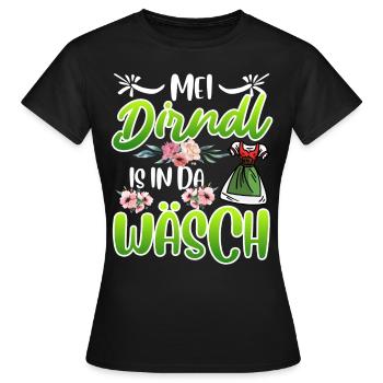 Mein Dirndl is in da Wäsch Bayerisches Dirndl Shir - Frauen T-Shirt - Schwarz - Vorne - AI Model Female 172 dark (172cm)