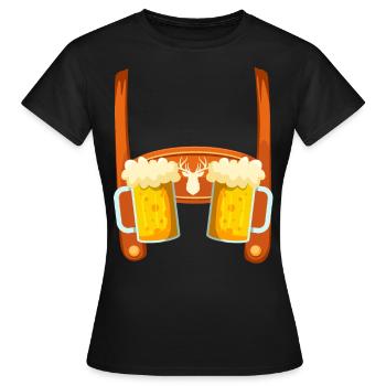 Lederhosen Buveur de bière Chemise Homme - T-shirt Femme - noir - Devant - AI Model Female 172 dark (172cm)
