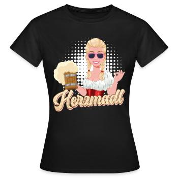 Herbstfest Bayerische Frauen Dirndl Shirt - Frauen T-Shirt - Schwarz - Vorne - AI Model Female 172 dark (172cm)
