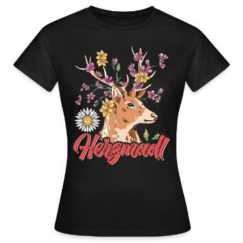 Herzmadl Trachten Shirt Frauen - Frauen T-Shirt - Schwarz - Vorne - AI Model Female 172 dark (172cm)