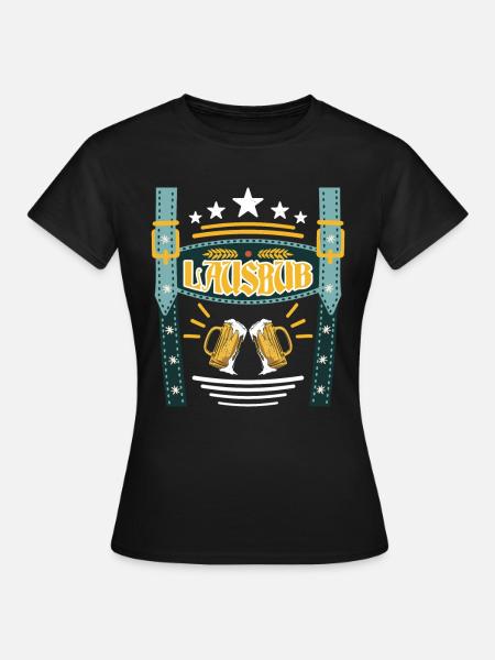 Lederhosen Lausbua Bayerisch Trachten Shirt Herren - Frauen T-Shirt - Schwarz