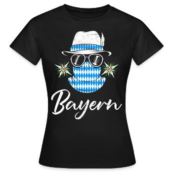 Bayern Blau Weiß Freistaat Bayern Bayerisch - Frauen T-Shirt - Schwarz - Vorne - AI Model Female 172 dark (172cm)