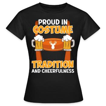 Lederhosen fier de la tradition costumée Cheefulness - T-shirt Femme - noir - Devant - AI Model Female 172 dark (172cm)