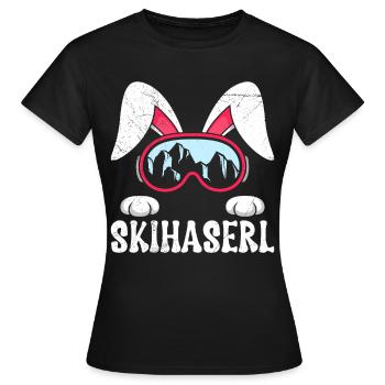 Skihaserl Skihasen Shirt Skihasen Apres Party - Frauen T-Shirt - Schwarz - Vorne - AI Model Female 172 dark (172cm)