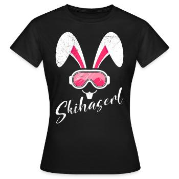 Skihaserl Skihasen Shirt Skihasen Apres Party - Frauen T-Shirt - Schwarz - Vorne - AI Model Female 172 dark (172cm)
