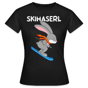 Skihaserl Skihasen Shirt Skihasen Apres Party - Frauen T-Shirt - Schwarz - Vorne - AI Model Female 172 dark (172cm)