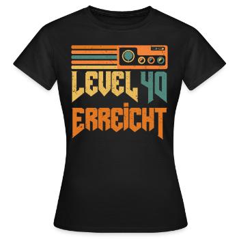 Retro Gamer Level 40 Unlocked B-Day Alter - Frauen T-Shirt - Schwarz - Vorne - AI Model Female 172 dark (172cm)
