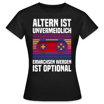 Altern ist Unvermeidlich Retro Zocker B-Day - Frauen T-Shirt - Schwarz - Vorne - AI Model Female 172 dark (172cm)