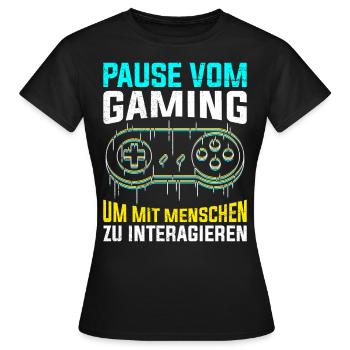 Video Spieler Pause vom Gaming Controller Video - Frauen T-Shirt - Schwarz - Vorne - AI Model Female 172 dark (172cm)