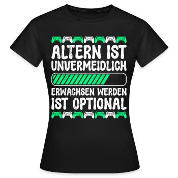 Altern ist Unvermeidlich Retro Zocker B-Day - Frauen T-Shirt - Schwarz - Vorne - AI Model Female 172 dark (172cm)