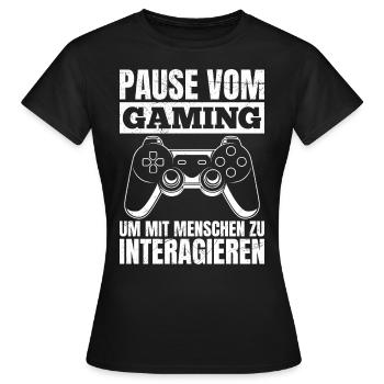 Video Spieler Pause vom Gaming Controller Video - Frauen T-Shirt - Schwarz - Vorne - AI Model Female 172 dark (172cm)