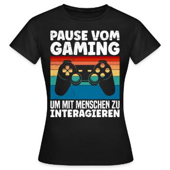 Video Spieler Pause vom Gaming Controller Video - Frauen T-Shirt - Schwarz - Vorne - AI Model Female 172 dark (172cm)