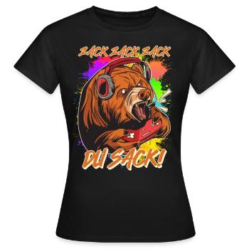 Gaming Bär Zack Zack Zack du Sack! Video Spiele - Frauen T-Shirt - Schwarz - Vorne - AI Model Female 172 dark (172cm)