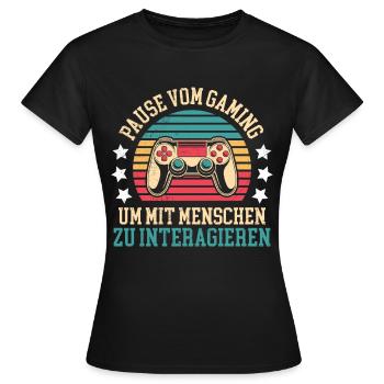Video Spieler Pause vom Gaming Controller Video - Frauen T-Shirt - Schwarz - Vorne - AI Model Female 172 dark (172cm)