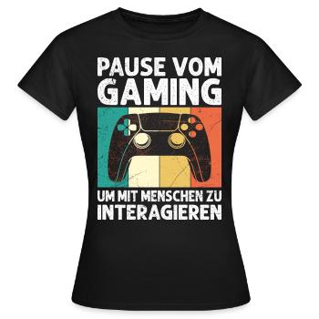 Video Spieler Pause vom Gaming Controller Video - Frauen T-Shirt - Schwarz - Vorne - AI Model Female 172 dark (172cm)