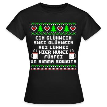 Glühwein Bude Ein Glühwein Swei Glühwein rei... - Frauen T-Shirt - Schwarz - Vorne - AI Model Female 172 dark (172cm)