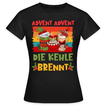 Glühwein Fan Advent Advent die Kehle Brennt - Frauen T-Shirt - Schwarz - Vorne - AI Model Female 172 dark (172cm)