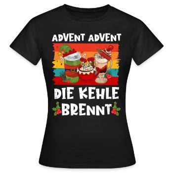 Glühwein Fan Advent Advent die Kehle Brennt - Frauen T-Shirt - Schwarz - Vorne - AI Model Female 172 dark (172cm)