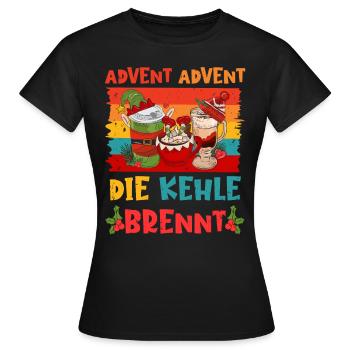 Glühwein Fan Advent Advent die Kehle Brennt - Frauen T-Shirt - Schwarz - Vorne - AI Model Female 172 dark (172cm)