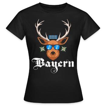 Bayern Blau Weiß Freistaat Bayern Bayerisch - Frauen T-Shirt - Schwarz - Vorne - AI Model Female 172 dark (172cm)