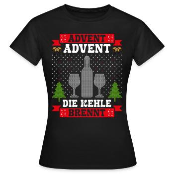 Advent Advent die Kehle Brennt Glühweintopf - Frauen T-Shirt - Schwarz - Vorne - AI Model Female 172 dark (172cm)