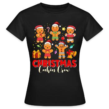 Biscuits de Noël Équipage de biscuits de Noël - T-shirt Femme - noir - Devant - AI Model Female 172 dark (172cm)
