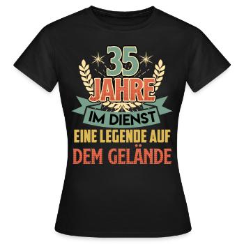 35 Jahre im Dienst Eine Legende auf dem Gelände - Frauen T-Shirt - Schwarz - Vorne - AI Model Female 172 dark (172cm)