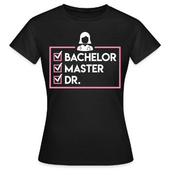 Bachelier Master Dr. Doctorat complété - T-shirt Femme - noir - Devant - AI Model Female 172 dark (172cm)