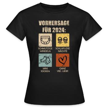 Werdende Eltern 2024 Vorhersage 2024 - Frauen T-Shirt - Schwarz - Vorne - AI Model Female 172 dark (172cm)