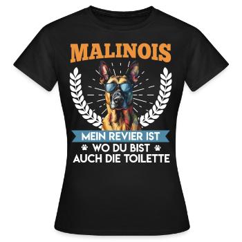 MALINOIS MEIN REVIER IST WO DU BIST AUCH DAS WC - Frauen T-Shirt - Schwarz - Vorne - AI Model Female 172 dark (172cm)