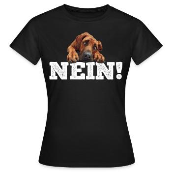 Rhodesian Ridgeback Stur NEIN! Lustiges Ridgeback - Frauen T-Shirt - Schwarz - Vorne - AI Model Female 172 dark (172cm)