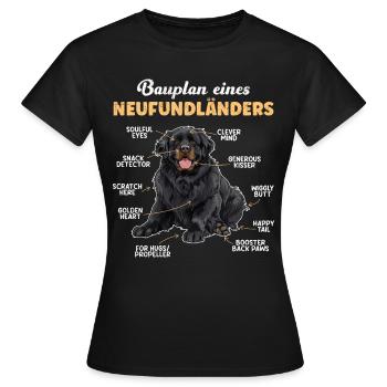 Neufundländer BAUPLAN EINES NEUFUNDLÄNDERS Lustig - Frauen T-Shirt - Schwarz - Vorne - AI Model Female 172 dark (172cm)
