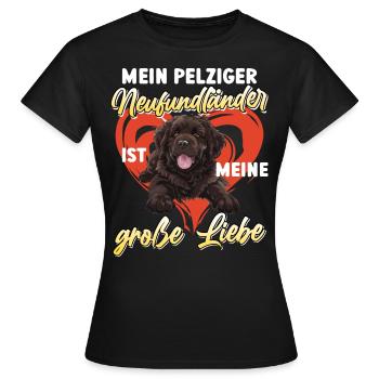 Neufundländer MEIN PELZIGER NEUFUNDLÄNDER LIEBE - Frauen T-Shirt - Schwarz - Vorne - AI Model Female 172 dark (172cm)