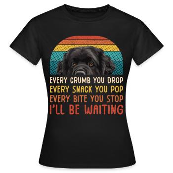 Newfie CHAQUE MIETTE QUE VOUS LAISSEZ TOMBER, CHAQUE COLLATION QUE VOUS FAITES ÉCLATER - T-shirt Femme - noir - Devant - AI Model Female 172 dark (172cm)