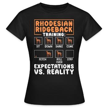 RHODESIAN RIDGEBACK TRAINING Funny Ridgeback - T-shirt Femme - noir - Devant - AI Model Female 172 dark (172cm)