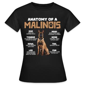 Belgian Shepherd ANATOMY OF A BELGIAN - Women's T-Shirt - black - Front - AI Model Female 172 dark (172cm)