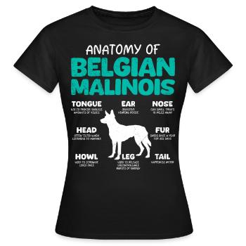Belgian Shepherd ANATOMY OF A BELGIAN - Women's T-Shirt - black - Front - AI Model Female 172 dark (172cm)
