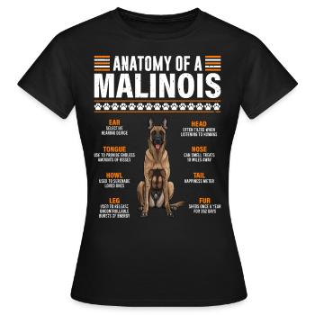 Belgian Shepherd ANATOMY OF A BELGIAN - Women's T-Shirt - black - Front - AI Model Female 172 dark (172cm)