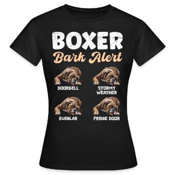 BOXER BARK ALERT Deutscher Boxer Lustiges - Frauen T-Shirt - Schwarz - Vorne - AI Model Female 172 dark (172cm)