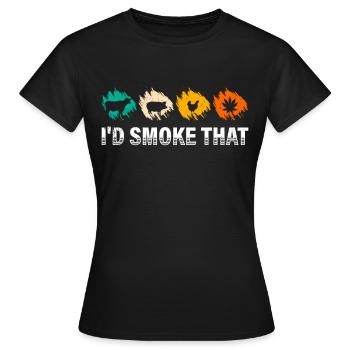 Grillliebhaber I'd Smoke That Fleischesser - Frauen T-Shirt - Schwarz - Vorne - AI Model Female 172 dark (172cm)