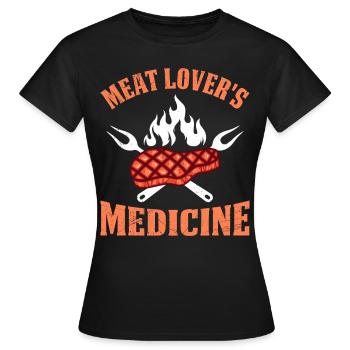 Fleisch Fan Meat Lover's Medicine Fleischfresser - Frauen T-Shirt - Schwarz - Vorne - AI Model Female 172 dark (172cm)