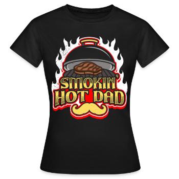 Grillmeister SMOKING HOT DAD Fleischesser Papa - Frauen T-Shirt - Schwarz - Vorne - AI Model Female 172 dark (172cm)
