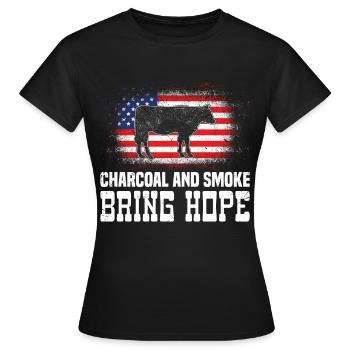 Barbecue USA Le charbon de bois et la fumée apportent de l’espoir - T-shirt Femme - noir - Devant - AI Model Female 172 dark (172cm)