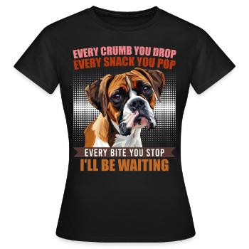 Boxer CHAQUE MIETTE QUE TU LÂCHES, JE T’ATTENDRAI - T-shirt Femme - noir - Devant - AI Model Female 172 dark (172cm)