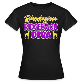 RHODESIAN RIDGEBACK DIVA Ridgeback Femme - T-shirt Femme - noir - Devant - AI Model Female 172 dark (172cm)