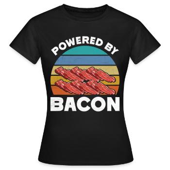 Fleischfresser POWERED BY BACON Fleischliebhaber - Frauen T-Shirt - Schwarz - Vorne - AI Model Female 172 dark (172cm)